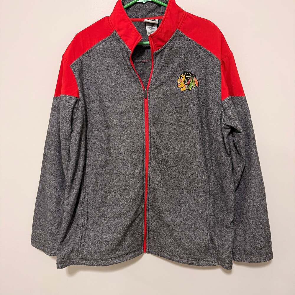 NHL Chicago Blackhawks Men’s XL Full Zip Fleece Jacket Hockey Gray